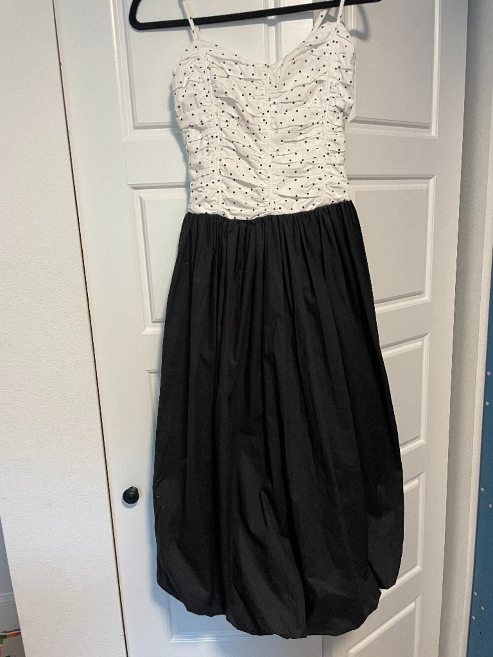 Polka-Dot Bubble-Skirt Midi Dress